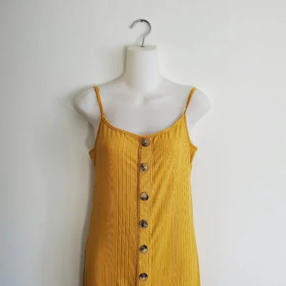 MAGAZINE | Golden mustard yellow button down maxi / midi dress (Size M) - Picture 3 of 10